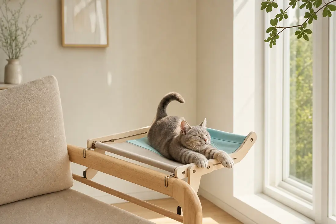 Two hammocks fitted at two different heights in one room